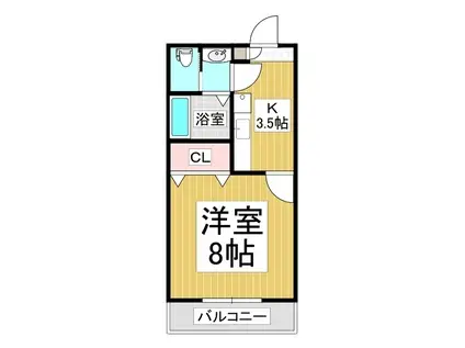 コーポリトルリバー(1K/2階)の間取り写真