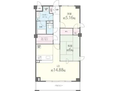 グランドゥ―ル(2LDK/2階)の間取り写真