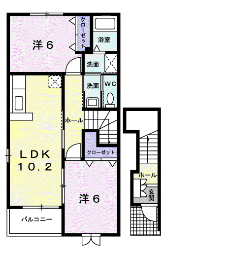 フェリーチェ I(2LDK/2階)の間取り写真