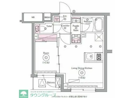 リテラス川崎ウエスト(1LDK/3階)の間取り写真