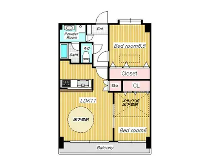 グローバルガーデン塚田(2LDK/4階)の間取り写真