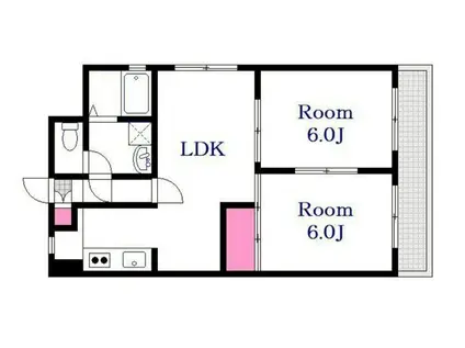 ハイツAI江波(2LDK/1階)の間取り写真