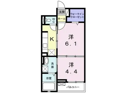 サリクス(1DK/2階)の間取り写真