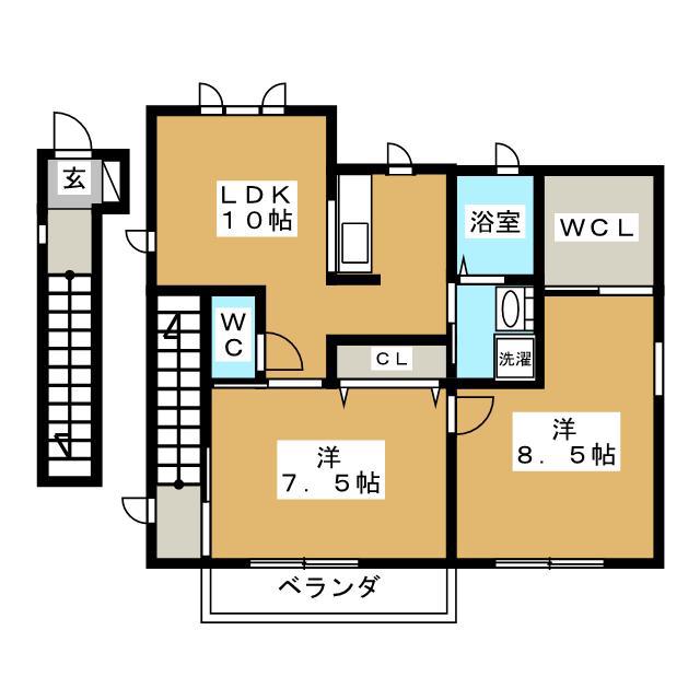 Jスタイル稲田(2LDK/2階)の間取り写真
