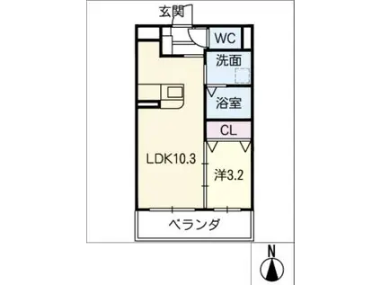 KANON(1LDK/2階)の間取り写真