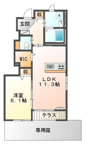 ウィングII(1LDK/1階)の間取り写真