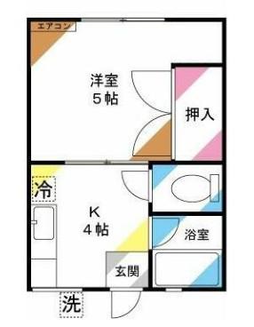 シティハイム青山ハイツ(1DK/2階)の間取り写真