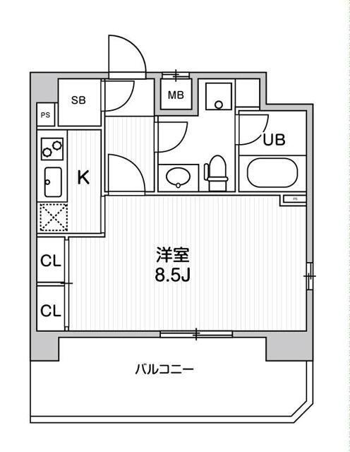 コンシェリア新橋(1DK/14階)の間取り写真