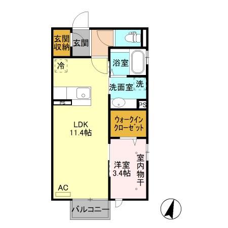 ブライト・フルール(1LDK/1階)の間取り写真