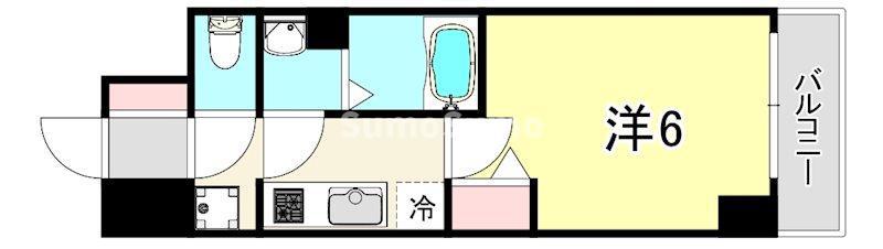 プレサンス神戸元町ベルシオン(1K/4階)の間取り写真