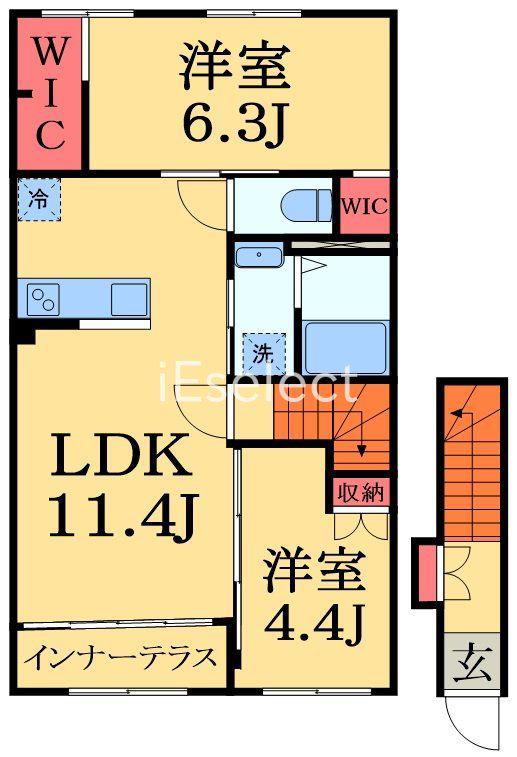 レサンス八街(2LDK/2階)の間取り写真