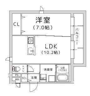 TRICERA COURT(1LDK/1階)の間取り写真