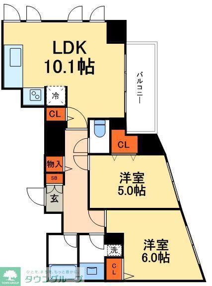 カスタリア北上野(2LDK/3階)の間取り写真