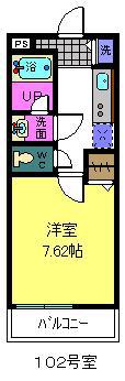 TOMYS COURT北花田(1K/2階)の間取り写真