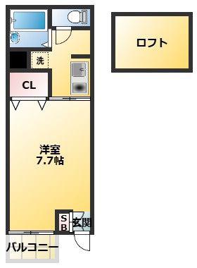 カリーノ(1K/2階)の間取り写真