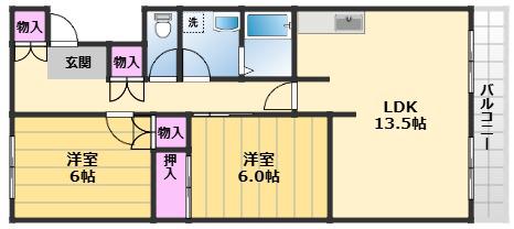 シェーンハイト(2LDK/1階)の間取り写真
