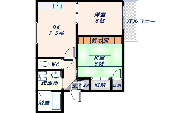 グリーンハイツ吉川(2DK/2階)の間取り写真