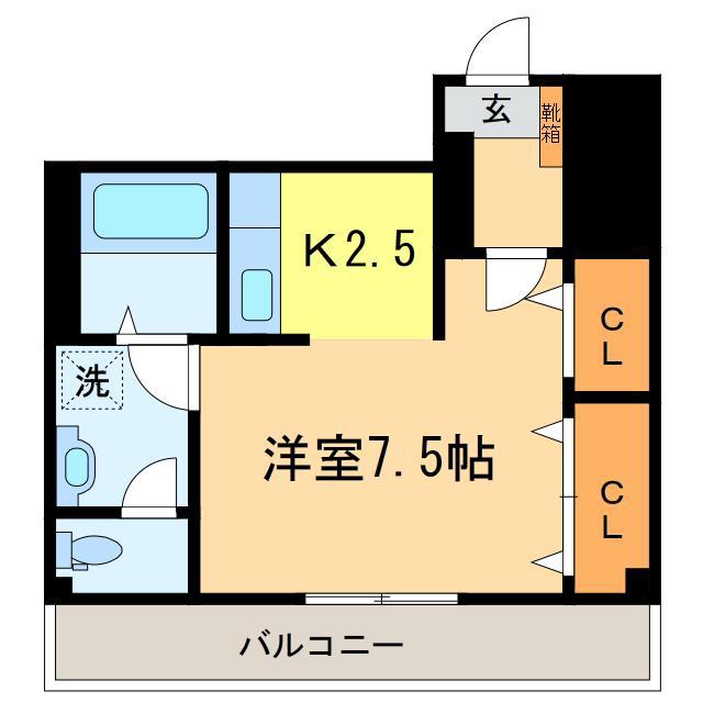 ハシモトマンション(1K/6階)の間取り写真
