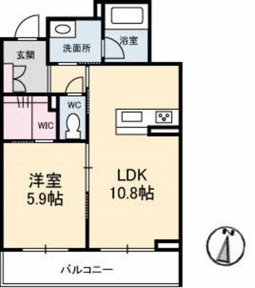 セレーノ庭瀬(1LDK/3階)の間取り写真