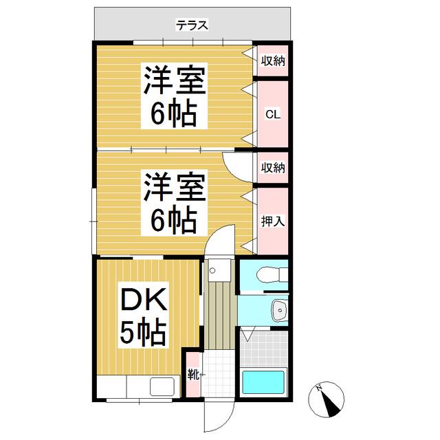 ダイナコーポ高羽(2DK/1階)の間取り写真
