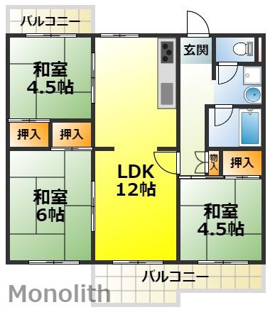 光明台37(3LDK/3階)の間取り写真