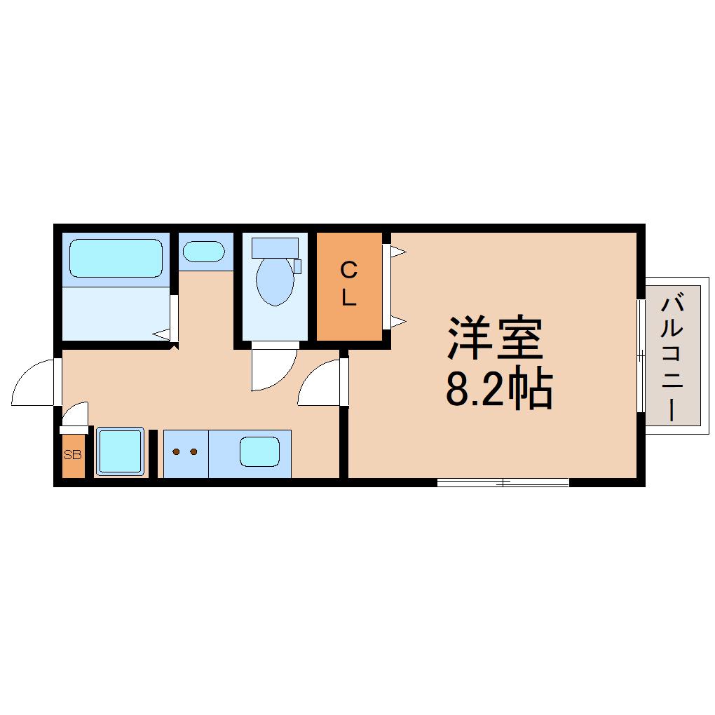 アスコット堤町(1K/1階)の間取り写真