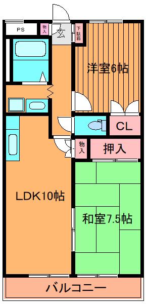 メゾン・ド・ビュー(2LDK/1階)の間取り写真