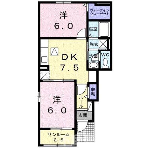 GRAND ADREA I(2DK/1階)の間取り写真