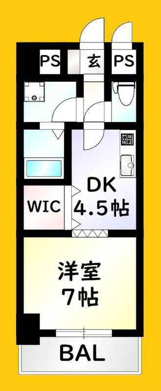 サンルーヴル(1DK/9階)の間取り写真