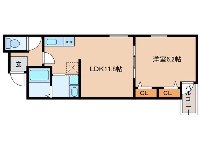 フジパレス大桐二丁目(1LDK/1階)の間取り写真