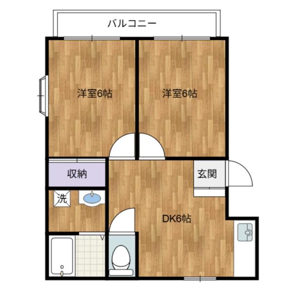 エルヴィーナ宮津台A(2DK/1階)の間取り写真