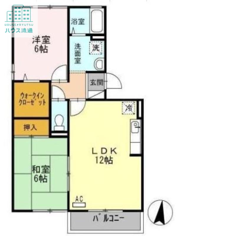 ベイサージュ富の原A(2LDK/2階)の間取り写真
