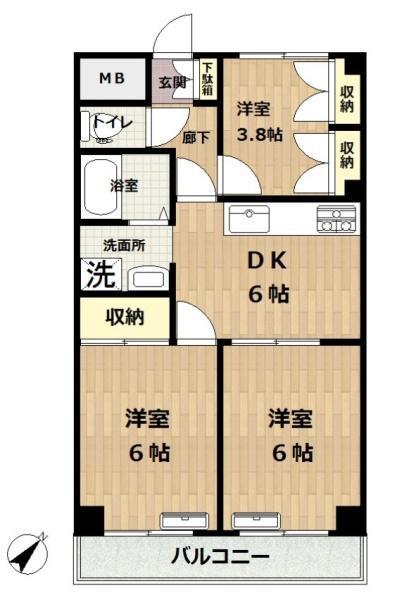 イズミハイツ(3DK/5階)の間取り写真