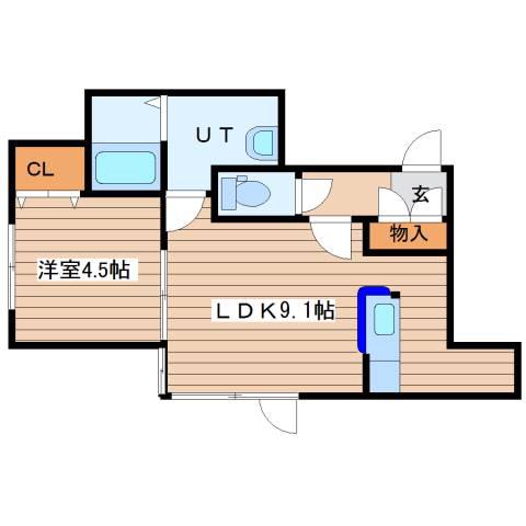 サクシード八軒西I(1LDK/2階)の間取り写真
