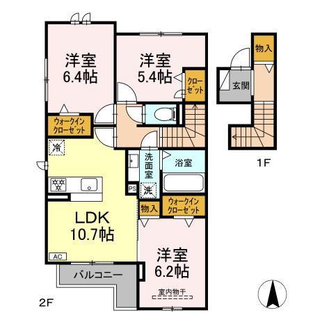 グランエール(3LDK/2階)の間取り写真