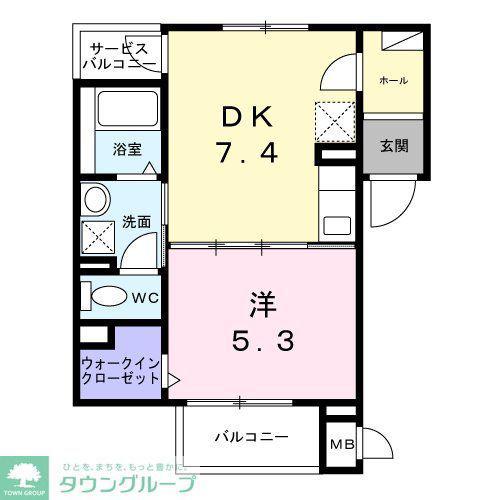 クレーシェレ(1DK/2階)の間取り写真