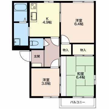 スリーゼIオブラ C(3K/2階)の間取り写真