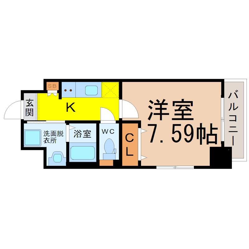 アプリーレ千代田(1K/9階)の間取り写真