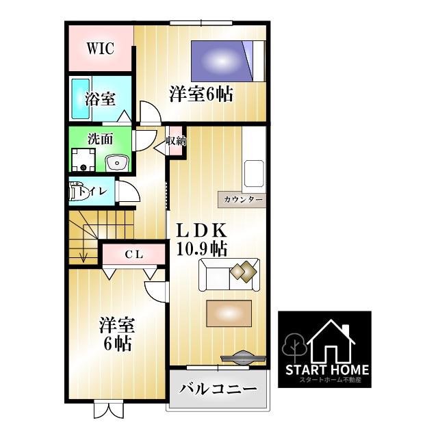 サン・メゾンD(2LDK/2階)の間取り写真