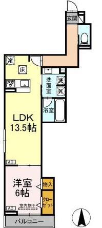 WILLKOMMEN(1LDK/1階)の間取り写真