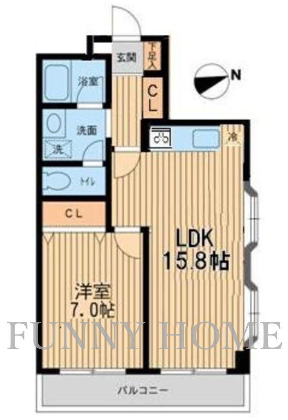 グリーンヒルズ芦花(1LDK/4階)の間取り写真
