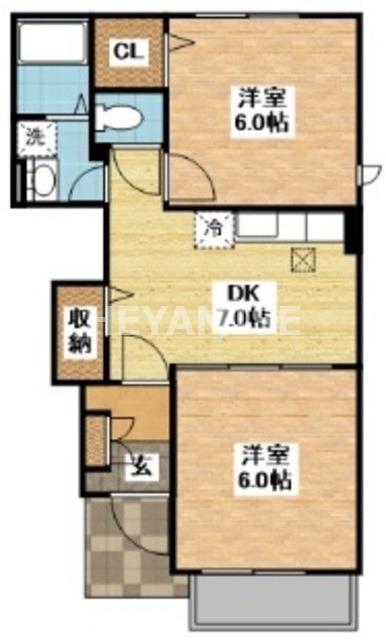 メゾンド・隆盛園I(2DK/1階)の間取り写真