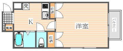 ハイアート瑞穂(1K/2階)の間取り写真