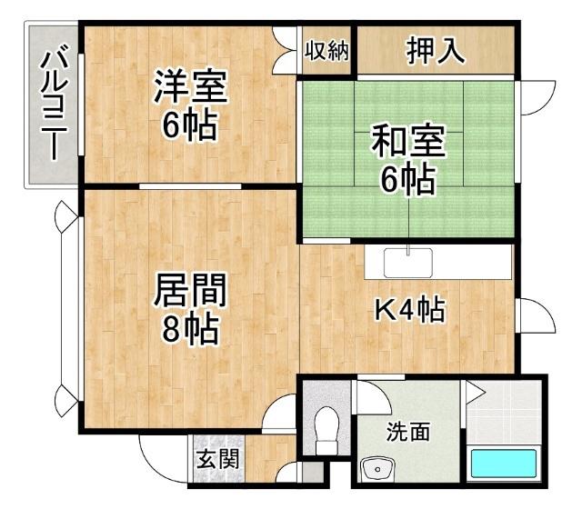 サニーハイツ(2LDK/2階)の間取り写真