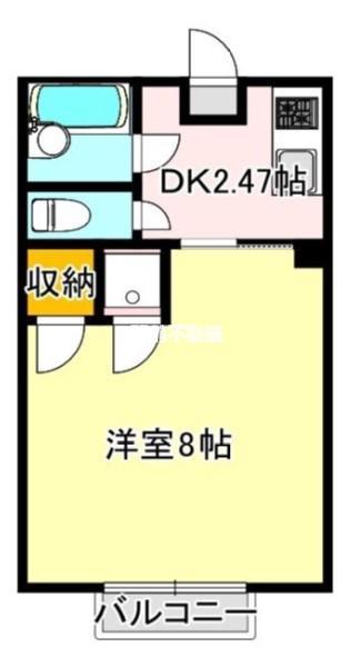 ピュア西新A(1K/1階)の間取り写真