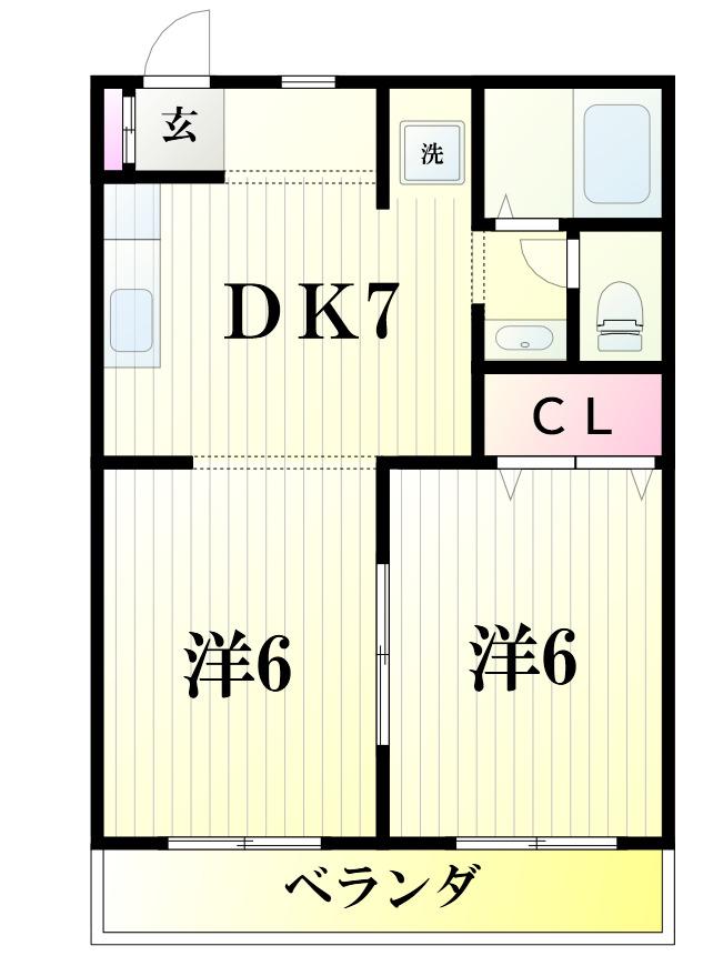 柏トールI(2DK/2階)の間取り写真