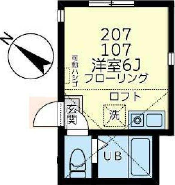 ユナイト三ツ沢シャトルーの杜(ワンルーム/1階)の間取り写真