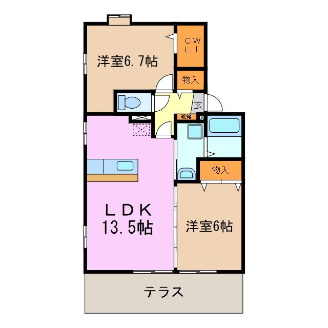 ルミエールTM A・B(2LDK/1階)の間取り写真