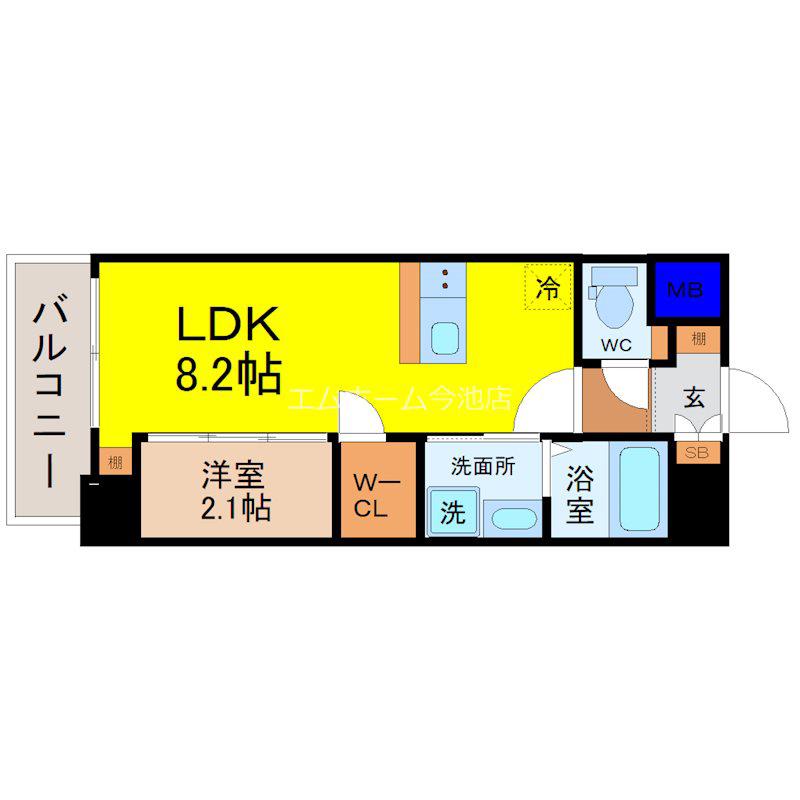 LIVEFLAT千種ウエスト(1LDK/4階)の間取り写真