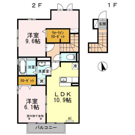 コンフォートヒルズA(2LDK/2階)の間取り写真